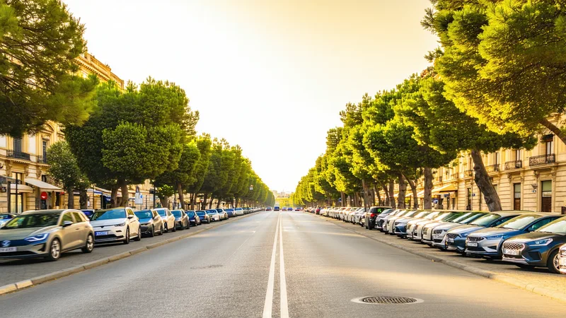 Calles del centro de Valencia con aparcamiento en batería