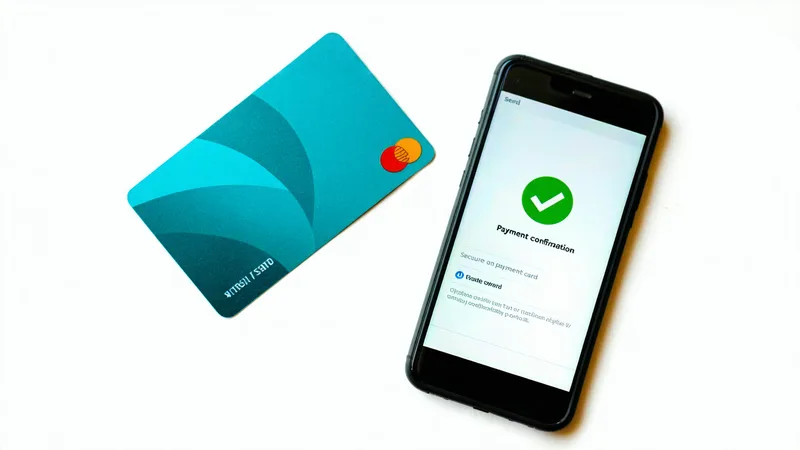 Tarjeta de crédito y teléfono con pantalla de pago seguro