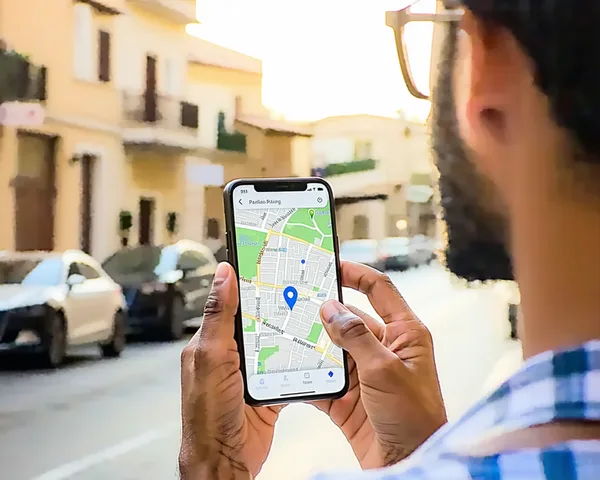 Persona buscando aparcamiento en su móvil con la app Caza Tu Plaza